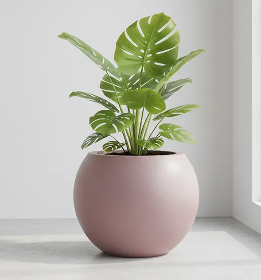Pink Stone Finish Round Planter